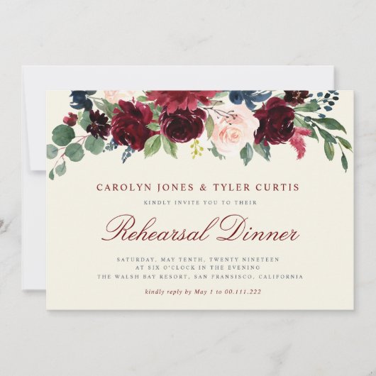 バーガンディ海軍フローラリハーサルディナー招待 招待状 (正面)