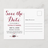 バーガンディ海軍フローラレース木材の日付写真を保存 案内ポストカード (裏面)