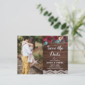 バーガンディ海軍フローラレース木材の日付写真を保存 案内ポストカード (スタンド正面)