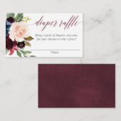 バーガンディ海軍ブルーフローラおむつラッフルカード エンクロージャーカード (正面/裏面)