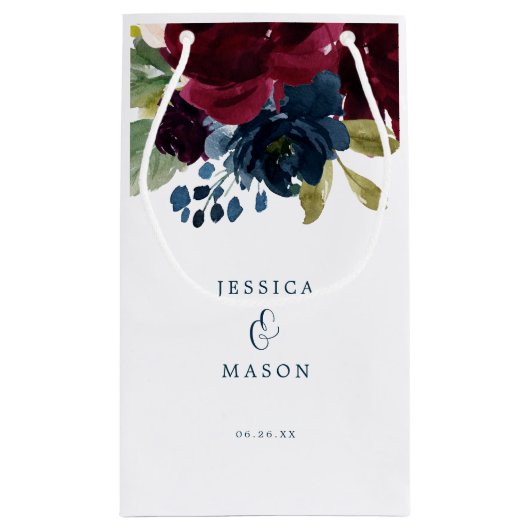 バーガンディ海軍ホテルの結婚式のギフトバッグ スモールペーパーバッグ (裏面)