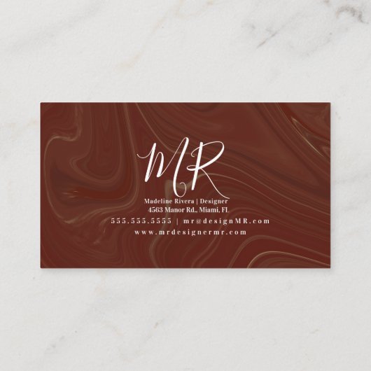 バーガンディ液体アートデザイナーメイクアップ美しいアーティスト 名刺 (裏面)