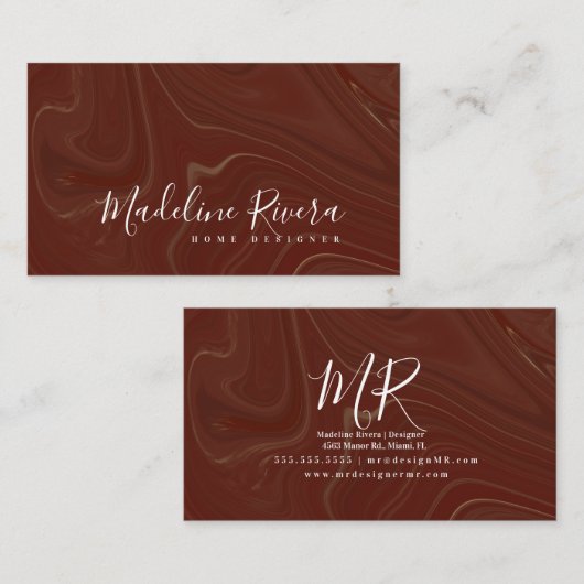 バーガンディ液体アートデザイナーメイクアップ美しいアーティスト 名刺 (正面/裏面)