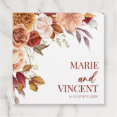 バーガンディ焦げオレンジ色の茶色のフローラ結婚の花 フェイバータグ (裏面)