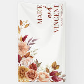 バーガンディ焦げオレンジ色の茶色のフローラ結婚の花 横断幕 (縦)