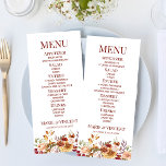 バーガンディ燃えたオレンジ色のフローラ結婚の花の食品 メニュー<br><div class="desc">バーガンディ焦げオレンジ色のフローラの結婚フードメニュー。</div>