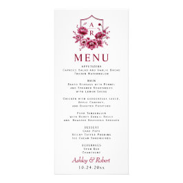 バーガンディ牡丹結婚花のフローラメニューカード ラックカード