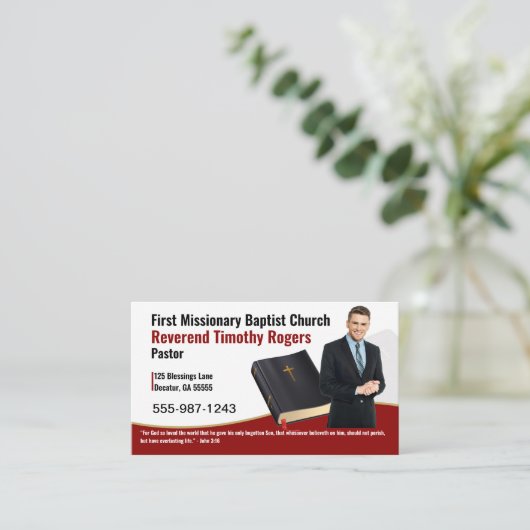 バーガンディ牧師またはディーコン写真教会 名刺 (スタンド正面)