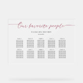 バーガンディ私たちお気に入りのの人々のシーティングプランは曇った アクリルサイン (正面)