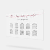 バーガンディ私たちお気に入りのの人々のシーティングプランは曇った アクリルサイン (傾斜)