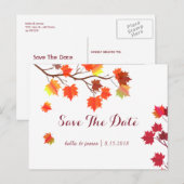 バーガンディ秋の結婚式 Save The Date カード (正面/裏面)