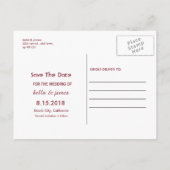 バーガンディ秋の結婚式 Save The Date カード (裏面)