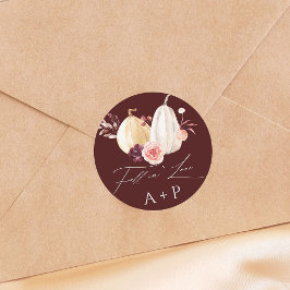 バーガンディ秋インラブカボチャ秋結婚の季節 ラウンドシール