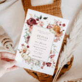 バーガンディ秋カボチャ赤ちゃんシャワー 招待状