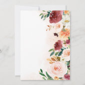 バーガンディ秋フローラカボチャ赤ちゃんシャワー 招待状 (裏面)