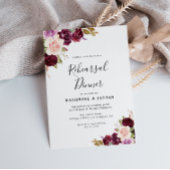 バーガンディ秋フローラリハーサルのディナー招待 招待状