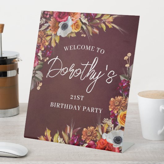 バーガンディ秋花21歳の誕生日パーティーへようこそ 台座サイン (インサイチュ)