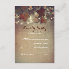 バーガンディ紅葉素朴ウェディングRSVPカード 出欠カード