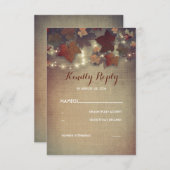 バーガンディ紅葉素朴ウェディングRSVPカード 出欠カード (正面/裏面)