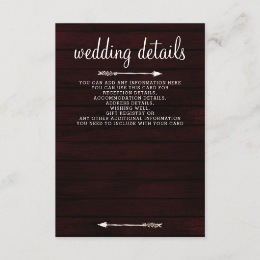 バーガンディ納屋の木フローラ結婚ヒマワリ エンクロージャーカード (正面)