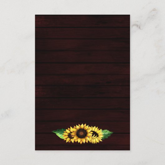 バーガンディ納屋の木フローラ結婚ヒマワリ エンクロージャーカード (裏面)