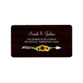 バーガンディ納屋の木材フローラひまわり素朴 ラベル (正面)