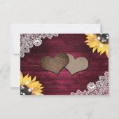 バーガンディ素朴ウッドレースひまわり結婚の 出欠カード (裏面)