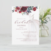 バーガンディ結婚ウォーターカラーブライダルシャワー 招待状 (スタンド正面)