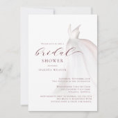 バーガンディ結婚ウォーターカラーブライダルシャワー 招待状 (正面)