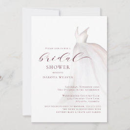 バーガンディ結婚ウォーターカラーブライダルシャワー 招待状