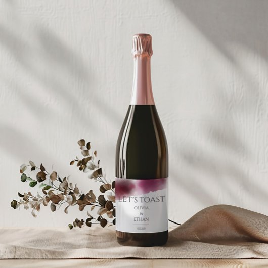 バーガンディ結婚ウォーター色エレガント- スパークリングワインラベル