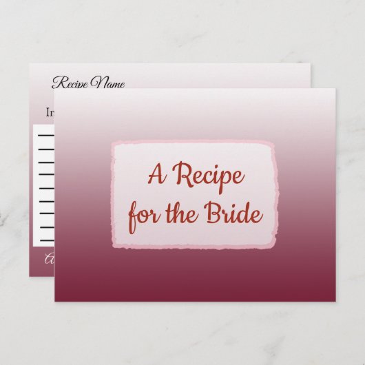 バーガンディ結婚グラディエントレシピカード ポストカード (正面/裏面)