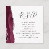 バーガンディ結婚シルバーAgateのQRコードRSVP エンクロージャーカード (正面)