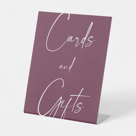 バーガンディ結婚式カード&ギフトペデスタルサイン 台座サイン (正面)