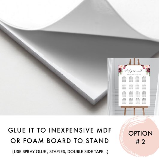 バーガンディ結婚式レセプション16シーティングチャートのサイン ポスター