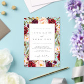 バーガンディ緑のフローラモダンリーフ澄ん結婚ズ アクリル招待状 (インサイチュ (ウェディング))