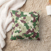 バーガンディ緑の白い迷彩柄枕 クッション (ブランケット)