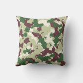 バーガンディ緑の白い迷彩柄枕 クッション (裏面)