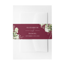 バーガンディ緑結婚フローラ 招待状ベリーバンド