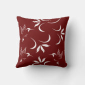 バーガンディ色のハミングバードパターン クッション (裏面)