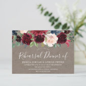 バーガンディ花エレガントヴィンテージリハーサルディナー 招待状 (スタンド正面)