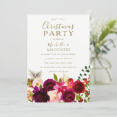 バーガンディ花オフィス仕事クリスマスパーティー 招待状 (スタンド正面)
