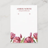 バーガンディ花ジュエリーイヤリングディスプレイ 名刺 (正面)