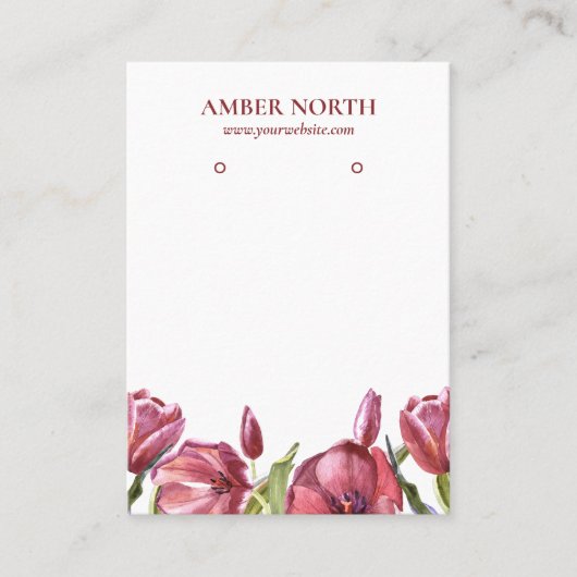 バーガンディ花ジュエリーイヤリングディスプレイ 名刺 (正面)