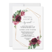 バーガンディ花バーチャルブライダルシャワーバイメール