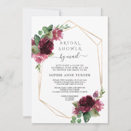 バーガンディ花バーチャルブライダルシャワーバイメール 招待状