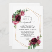 バーガンディ花バーチャルブライダルシャワーバイメール 招待状 (正面/裏面)