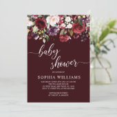 バーガンディ花ベビーシャワー 招待状 (スタンド正面)