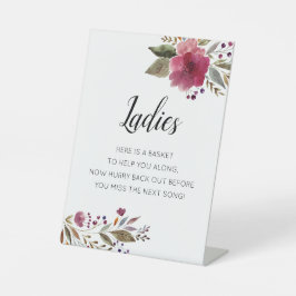 バーガンディ花レディースバスルーム結婚バスケット 台座サイン