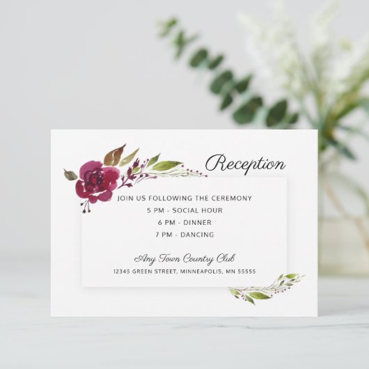 バーガンディ花婚式レセプション 招待状 (スタンド正面)